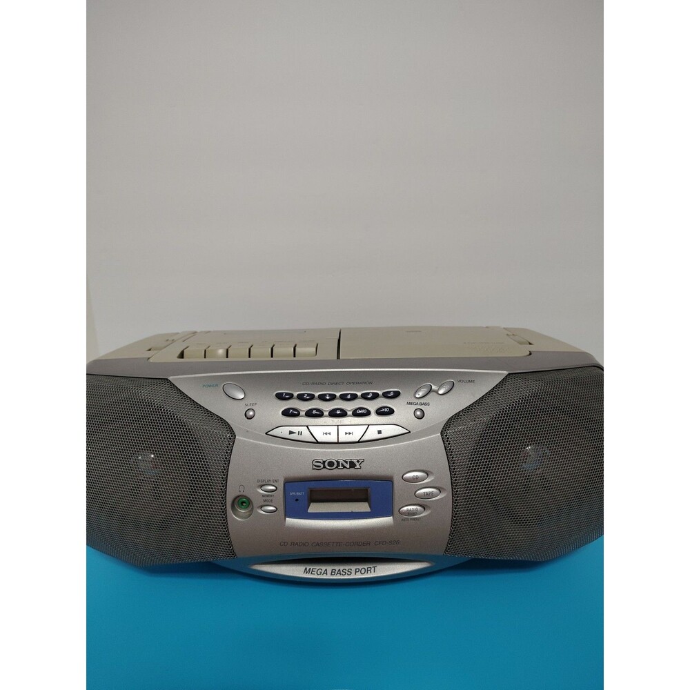 Sony Portable Boombox CD Cassette AM/FM Radio Player Mega Bass CFD-S26 TESTED
